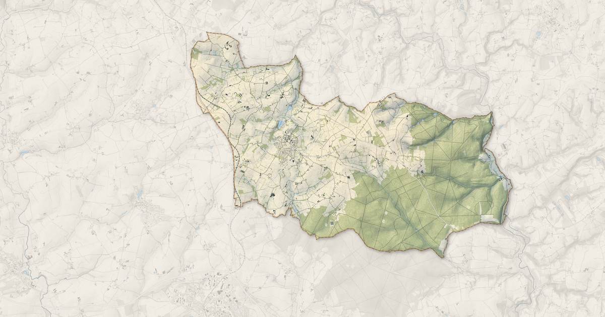 Portrait cartographique de La Motte : relief, eau, forêts, bâti et voies, calculés à partir des données de l'IGN
