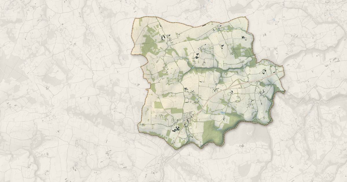 Portrait cartographique de Moustéru : relief, eau, forêts, bâti et voies, calculés à partir des données de l'IGN