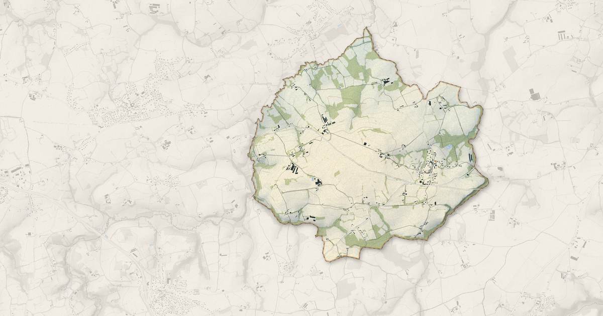 Portrait cartographique de Quemperven : relief, eau, forêts, bâti et voies, calculés à partir des données de l'IGN