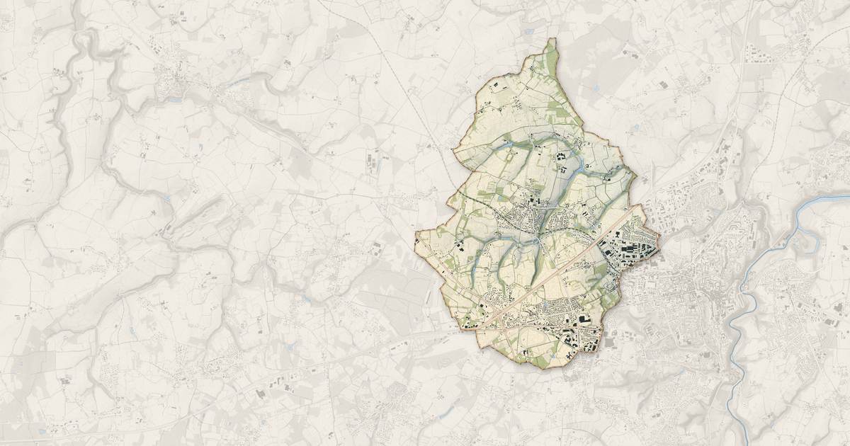 Portrait cartographique de Quévert : relief, eau, forêts, bâti et voies, calculés à partir des données de l'IGN