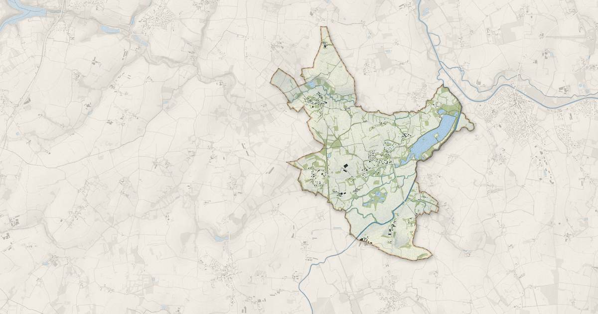 Portrait cartographique de Saint-André-des-Eaux : relief, eau, forêts, bâti et voies, calculés à partir des données de l'IGN