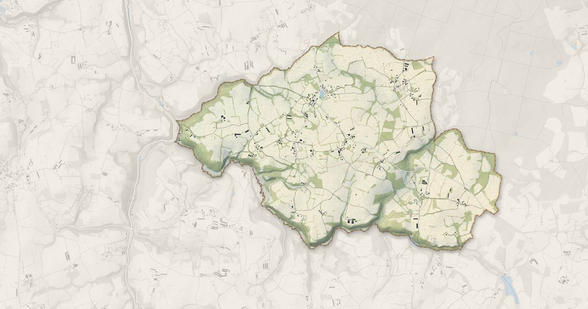 Portrait cartographique de Saint-Fiacre : relief, eau, forêts, bâti et voies, calculés à partir des données de l'IGN