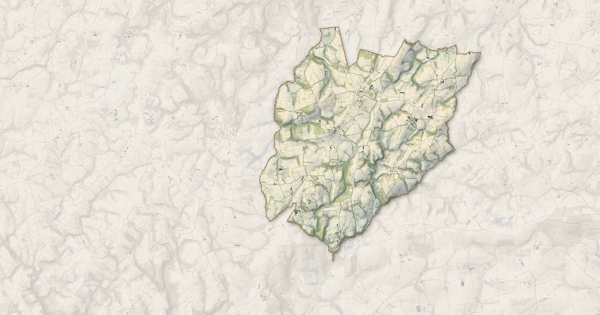 Portrait cartographique de Saint-Gilles-Pligeaux : relief, eau, forêts, bâti et voies, calculés à partir des données de l'IGN