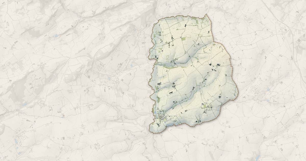 Portrait cartographique de Saint-Thélo : relief, eau, forêts, bâti et voies, calculés à partir des données de l'IGN