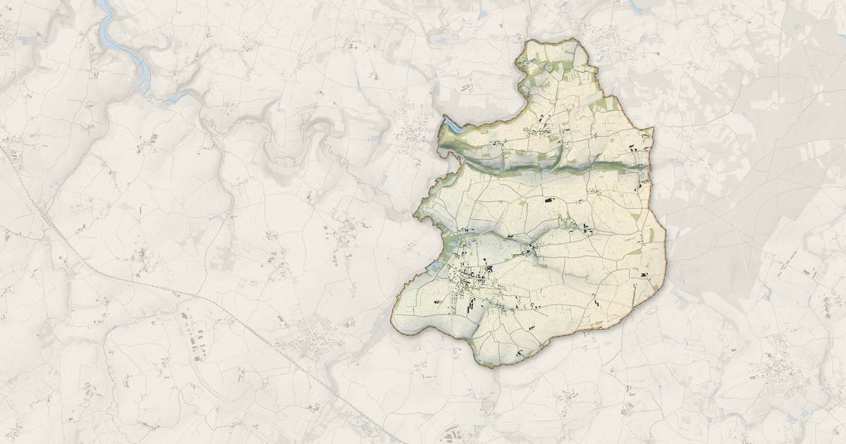 Portrait cartographique de Trédias : relief, eau, forêts, bâti et voies, calculés à partir des données de l'IGN
