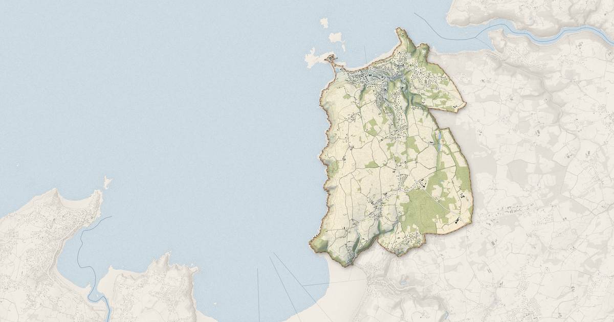 Portrait cartographique de Trédrez-Locquémeau : relief, eau, forêts, bâti et voies, calculés à partir des données de l'IGN