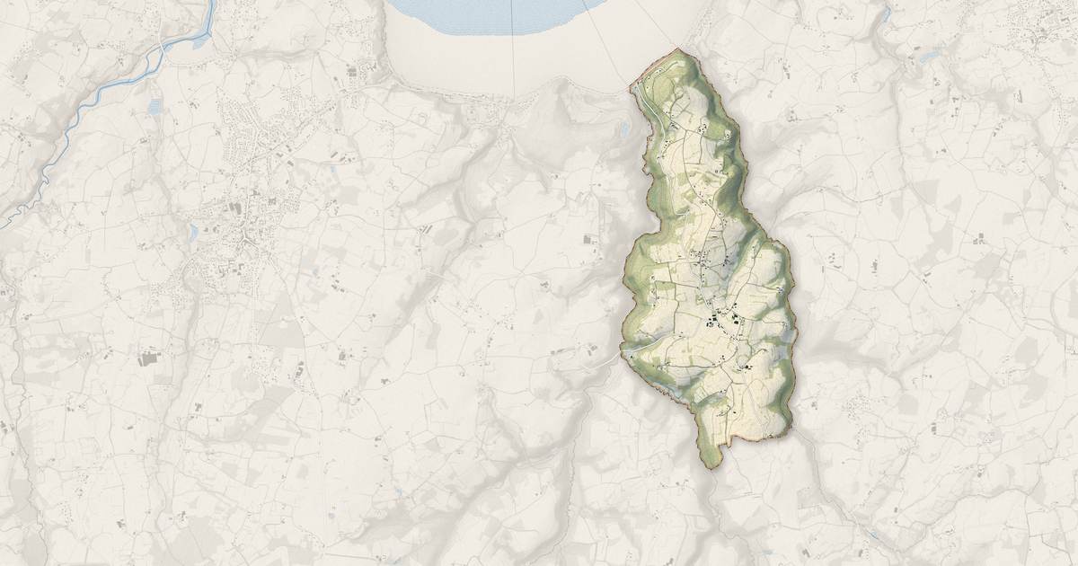 Portrait cartographique de Tréduder : relief, eau, forêts, bâti et voies, calculés à partir des données de l'IGN