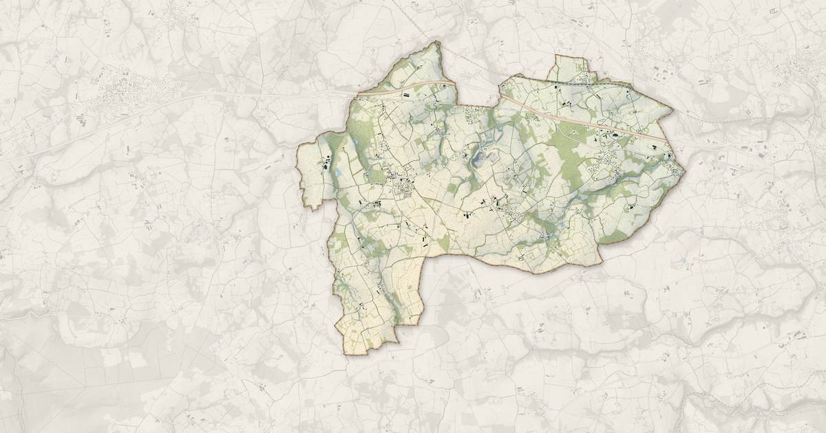 Portrait cartographique de Tréglamus : relief, eau, forêts, bâti et voies, calculés à partir des données de l'IGN