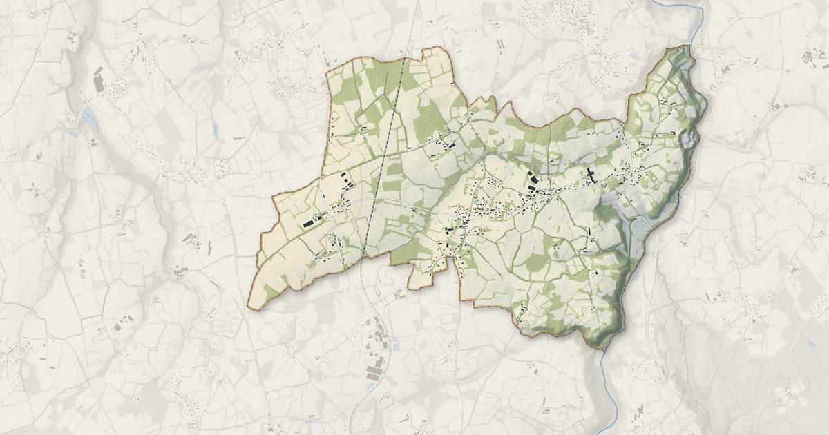 Portrait cartographique de Trégonneau : relief, eau, forêts, bâti et voies, calculés à partir des données de l'IGN