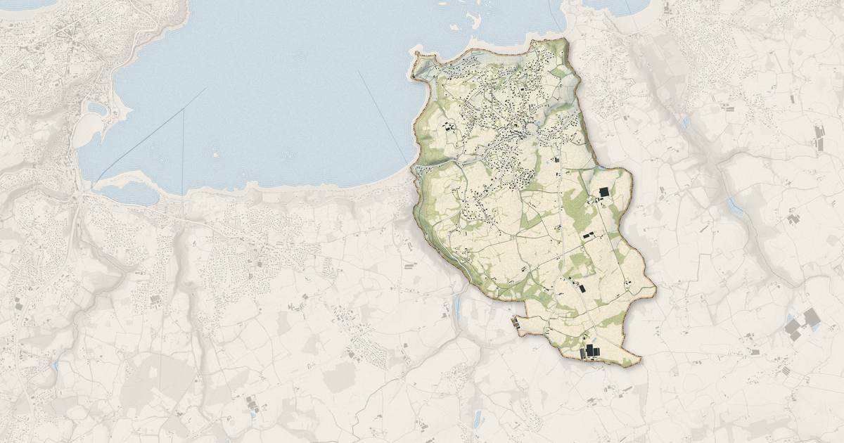 Portrait cartographique de Trélévern : relief, eau, forêts, bâti et voies, calculés à partir des données de l'IGN