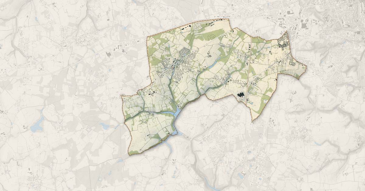 Portrait cartographique de Trélivan : relief, eau, forêts, bâti et voies, calculés à partir des données de l'IGN