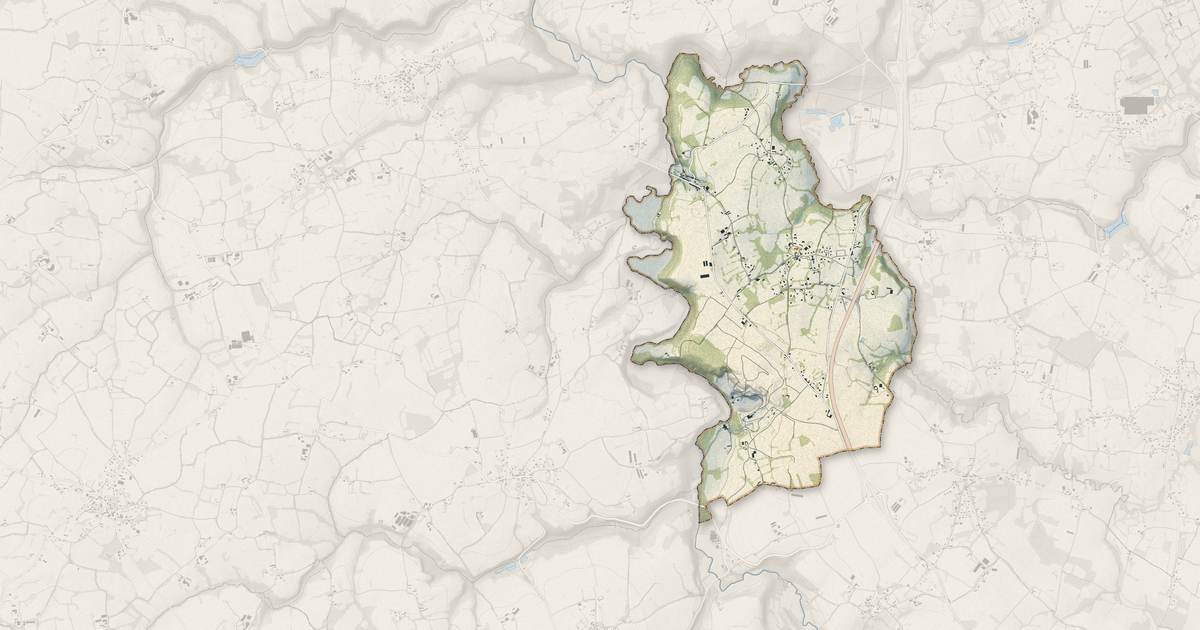 Portrait cartographique de Tréméven : relief, eau, forêts, bâti et voies, calculés à partir des données de l'IGN