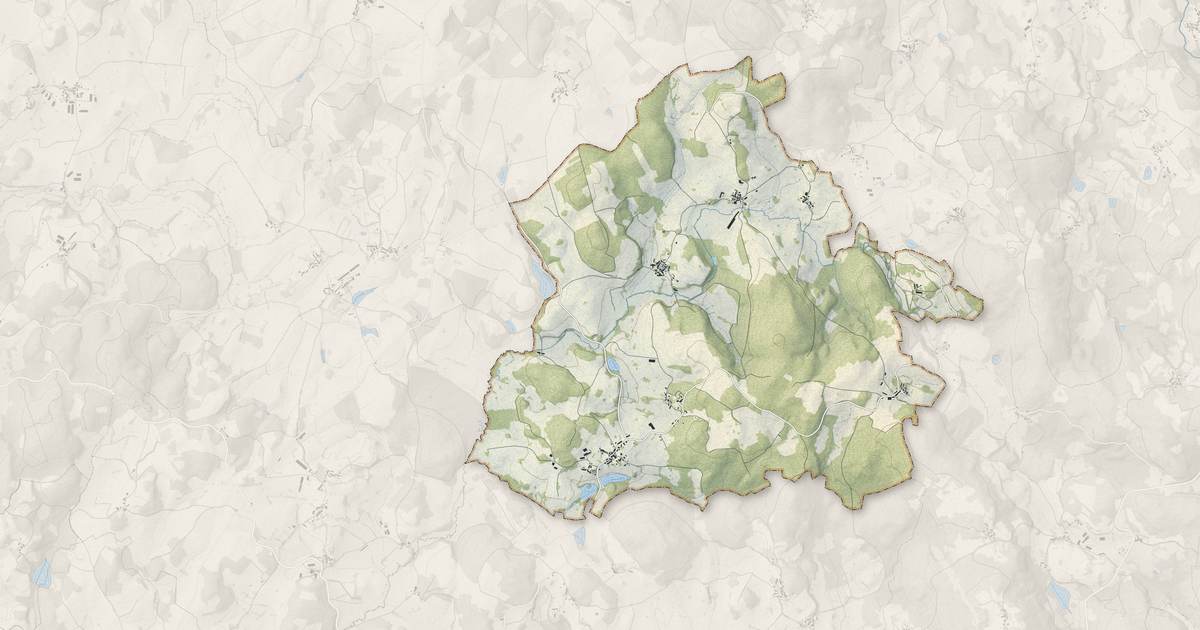 Portrait cartographique de Azat-Châtenet : relief, eau, forêts, bâti et voies, calculés à partir des données de l'IGN