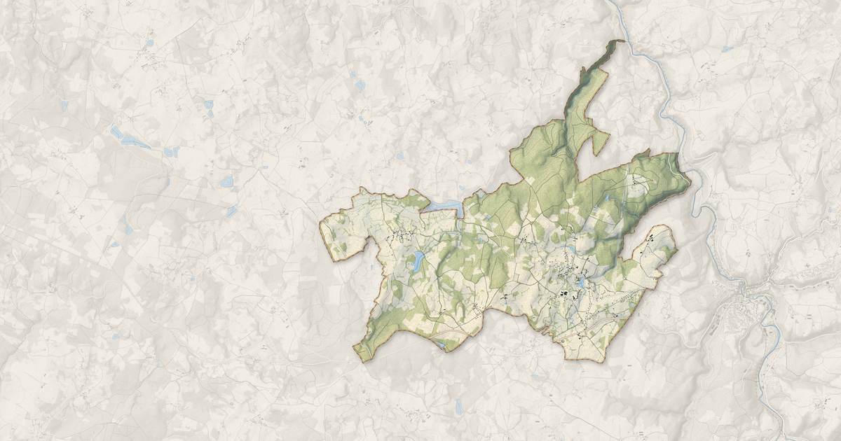 Portrait cartographique de Blessac : relief, eau, forêts, bâti et voies, calculés à partir des données de l'IGN