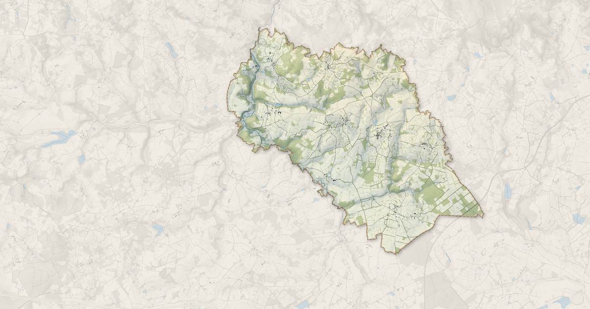 Portrait cartographique de Domeyrot : relief, eau, forêts, bâti et voies, calculés à partir des données de l'IGN