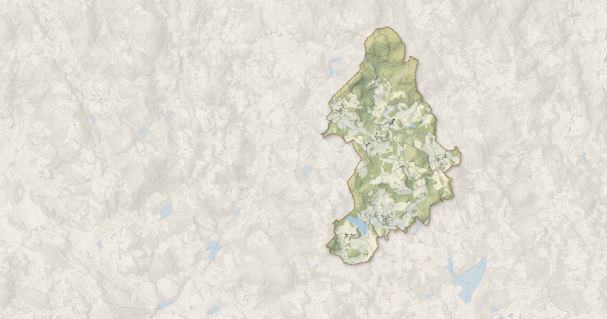 Portrait cartographique de Maisonnisses : relief, eau, forêts, bâti et voies, calculés à partir des données de l'IGN