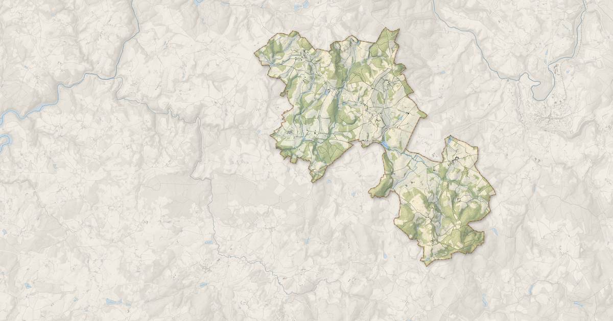 Portrait cartographique de Montboucher : relief, eau, forêts, bâti et voies, calculés à partir des données de l'IGN