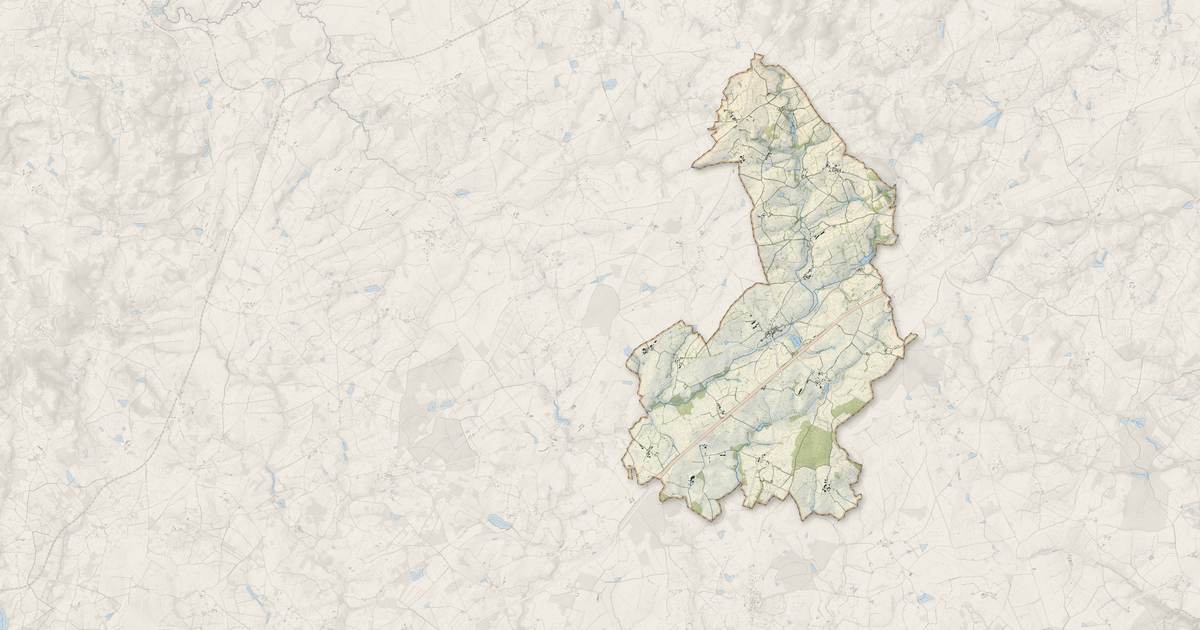 Portrait cartographique de Nouhant : relief, eau, forêts, bâti et voies, calculés à partir des données de l'IGN