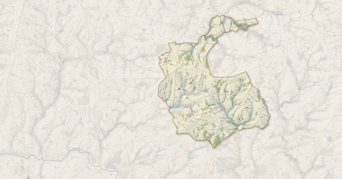 Portrait cartographique de Nouzerines : relief, eau, forêts, bâti et voies, calculés à partir des données de l'IGN