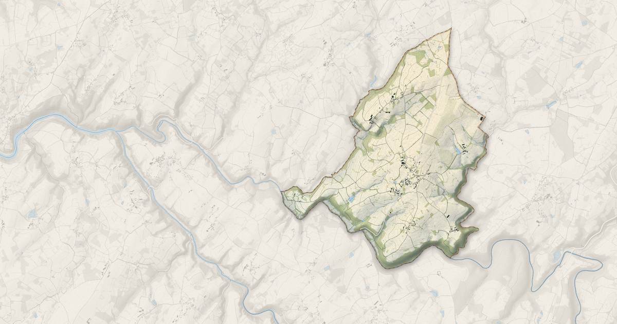 Portrait cartographique de Nouzerolles : relief, eau, forêts, bâti et voies, calculés à partir des données de l'IGN