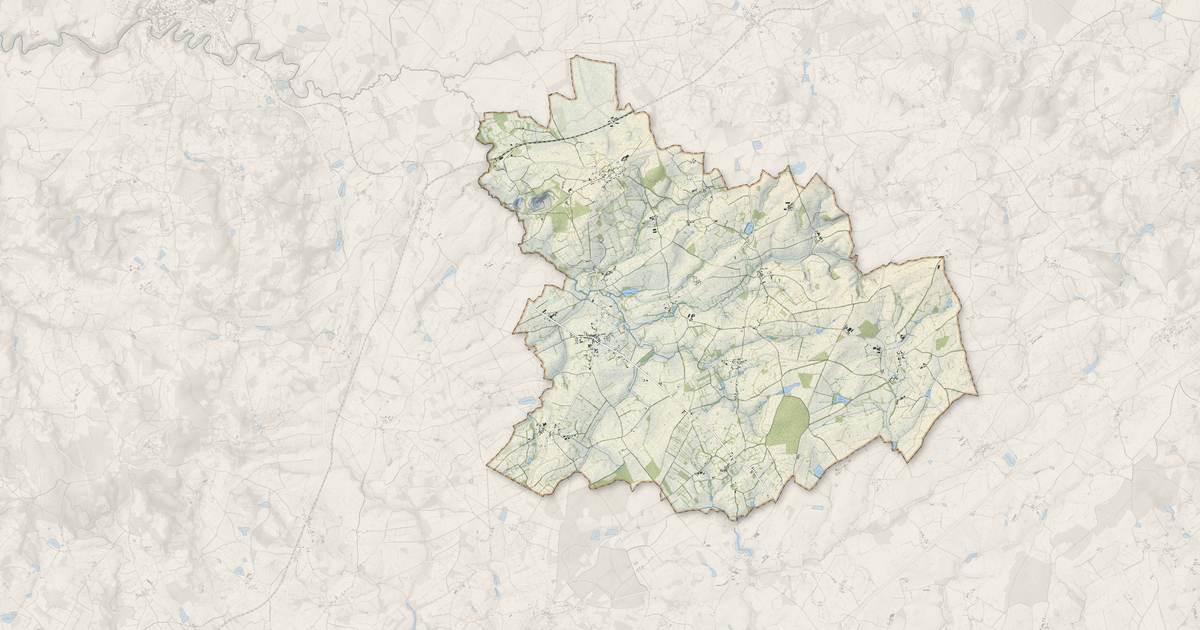 Portrait cartographique de Soumans : relief, eau, forêts, bâti et voies, calculés à partir des données de l'IGN