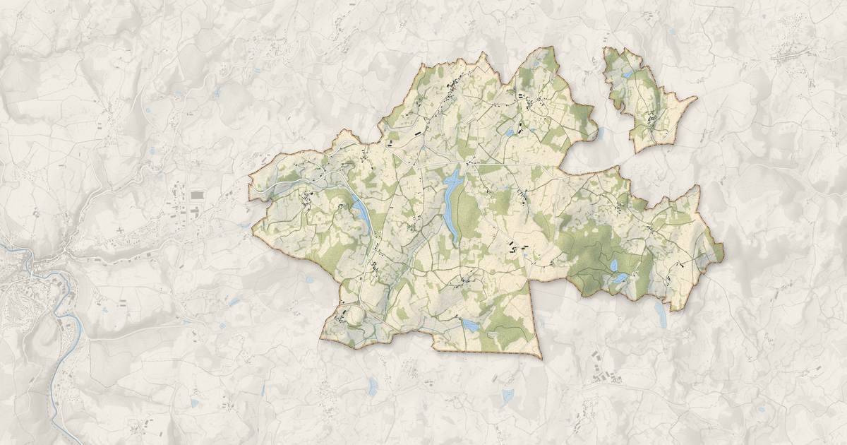 Portrait cartographique de Saint-Alpinien : relief, eau, forêts, bâti et voies, calculés à partir des données de l'IGN