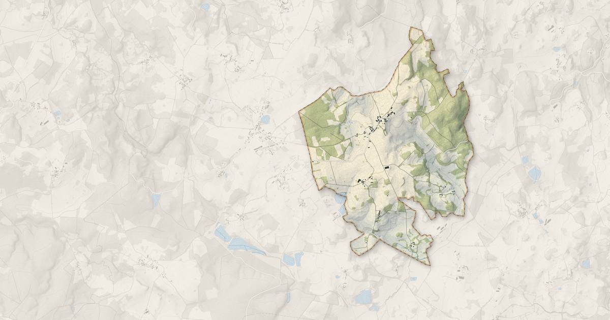 Portrait cartographique de Saint-Avit-le-Pauvre : relief, eau, forêts, bâti et voies, calculés à partir des données de l'IGN