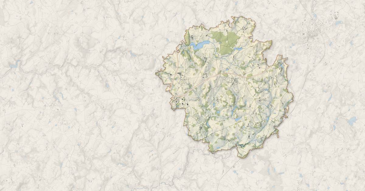 Portrait cartographique de Saint-Maurice-la-Souterraine : relief, eau, forêts, bâti et voies, calculés à partir des données de l'IGN
