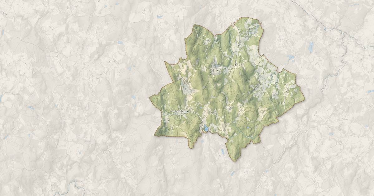 Portrait cartographique de Saint-Pierre-Bellevue : relief, eau, forêts, bâti et voies, calculés à partir des données de l'IGN