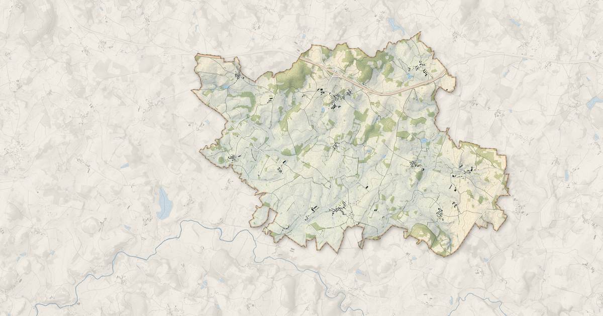 Portrait cartographique de Saint-Priest-la-Plaine : relief, eau, forêts, bâti et voies, calculés à partir des données de l'IGN