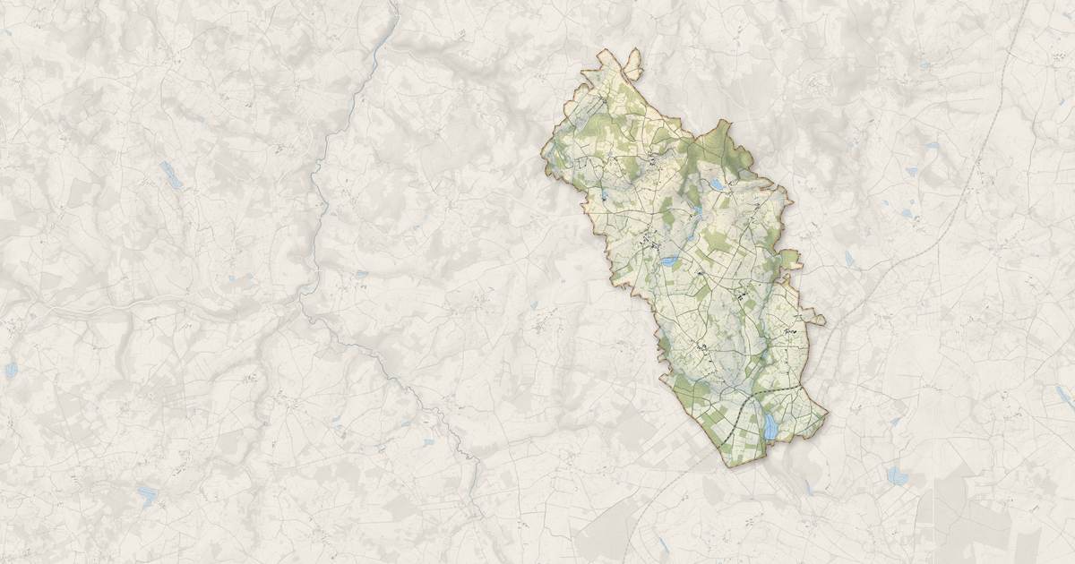 Portrait cartographique de Saint-Silvain-sous-Toulx : relief, eau, forêts, bâti et voies, calculés à partir des données de l'IGN
