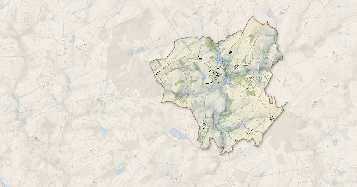 Portrait cartographique de Verneiges : relief, eau, forêts, bâti et voies, calculés à partir des données de l'IGN