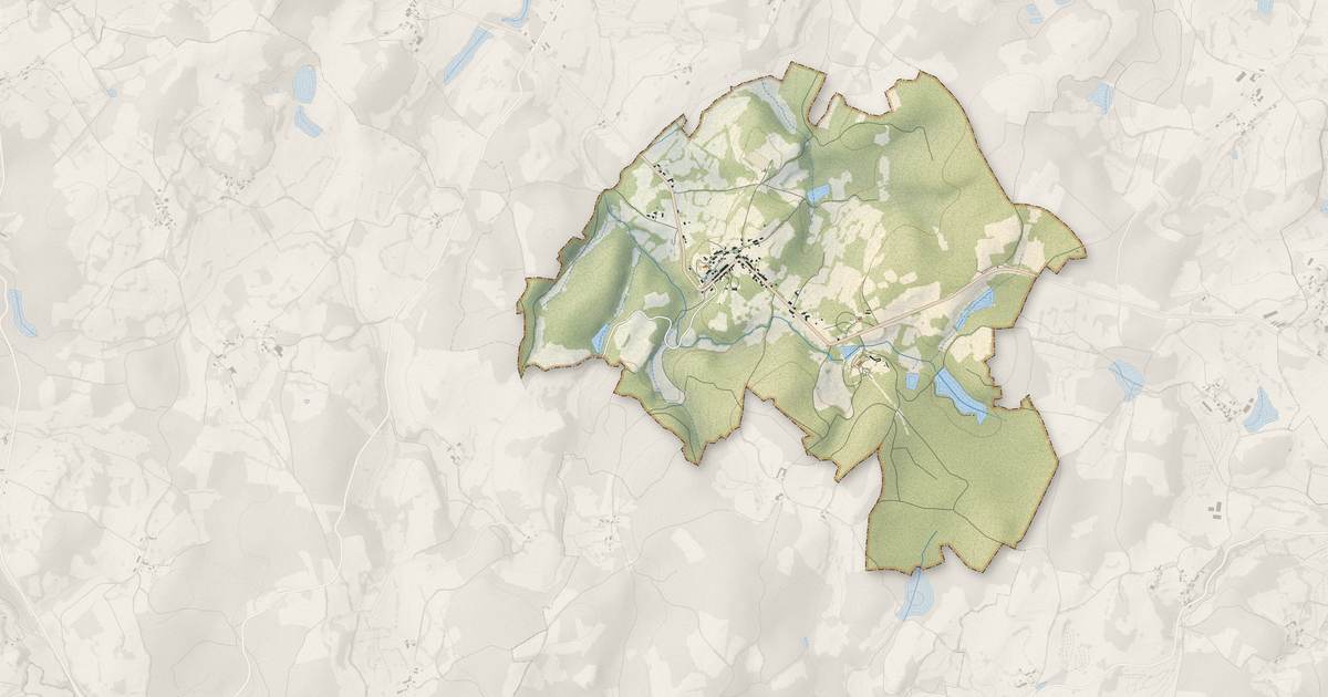Portrait cartographique de La Villeneuve : relief, eau, forêts, bâti et voies, calculés à partir des données de l'IGN