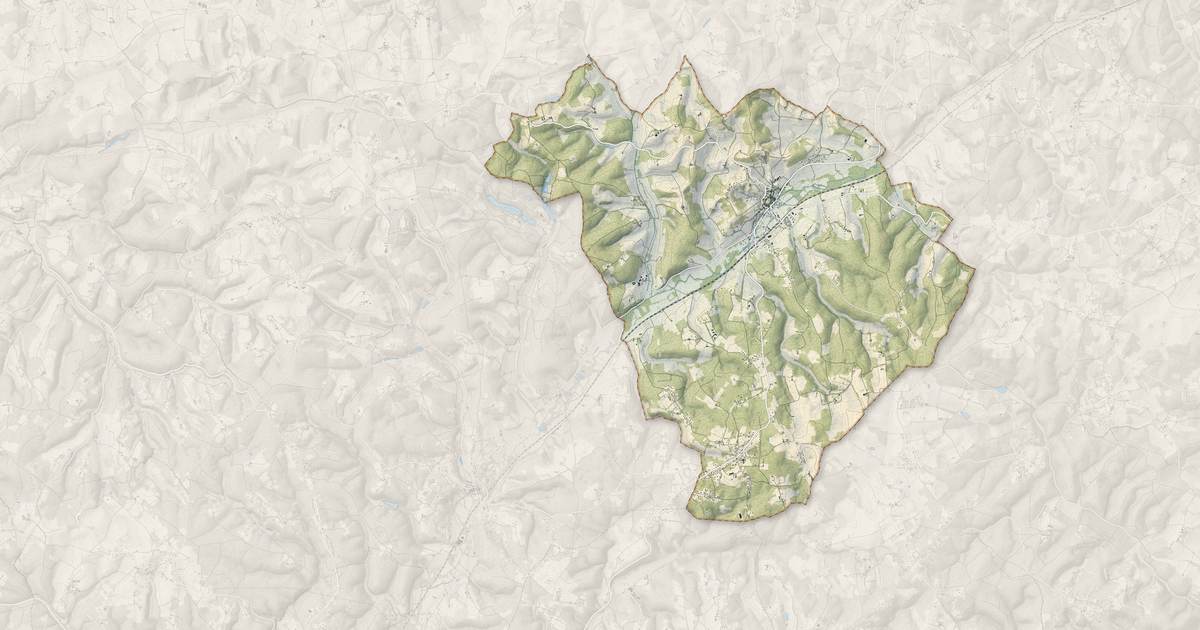 Portrait cartographique de Agonac : relief, eau, forêts, bâti et voies, calculés à partir des données de l'IGN