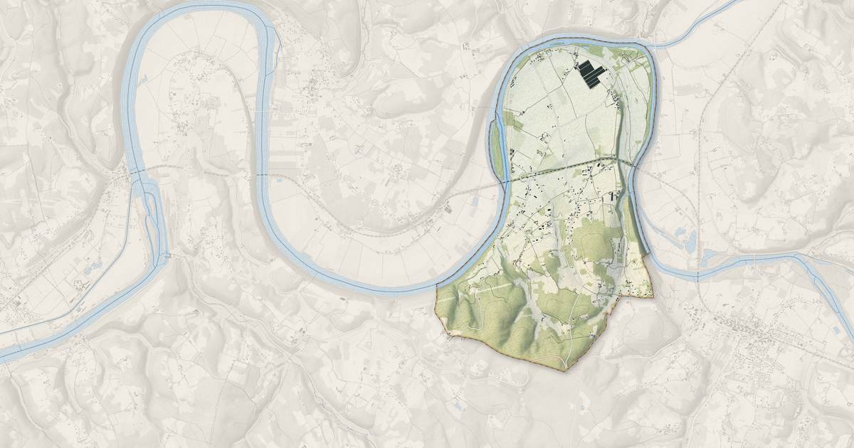 Portrait cartographique de Alles-sur-Dordogne : relief, eau, forêts, bâti et voies, calculés à partir des données de l'IGN