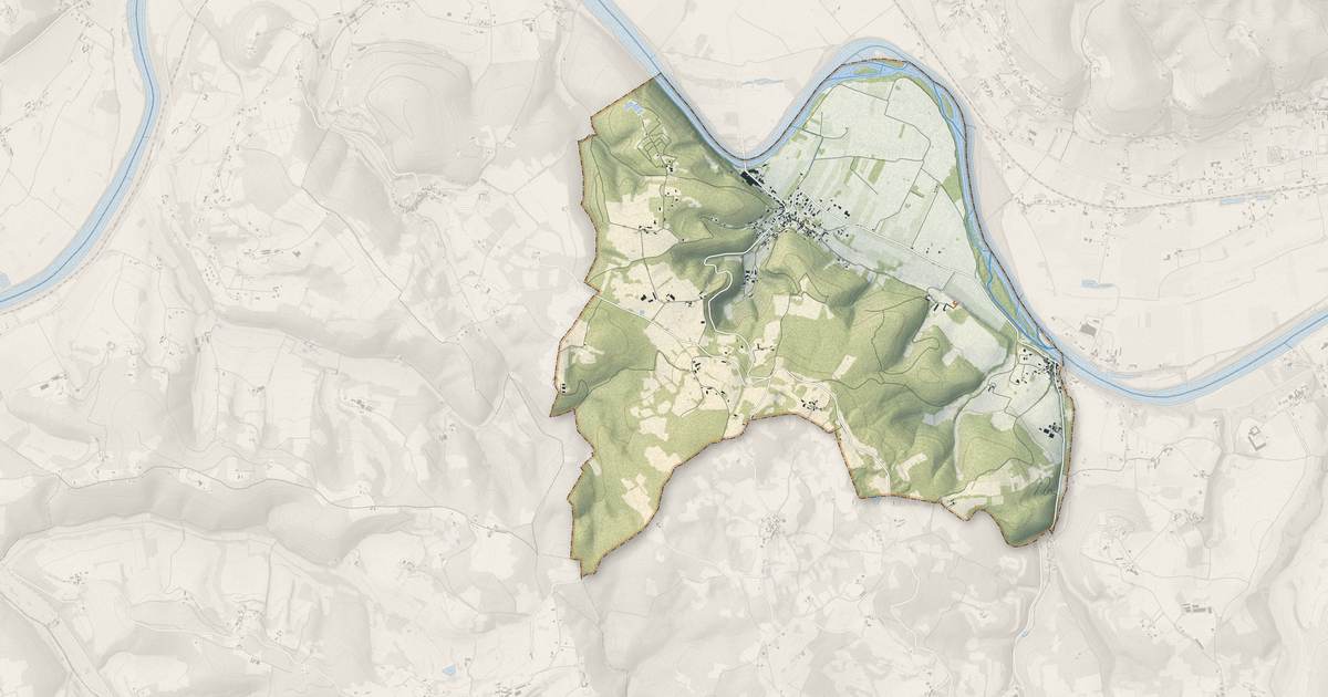 Portrait cartographique de Allas-les-Mines : relief, eau, forêts, bâti et voies, calculés à partir des données de l'IGN