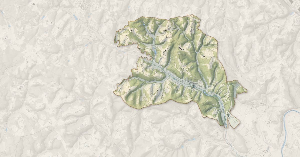 Portrait cartographique de Auriac-du-Périgord : relief, eau, forêts, bâti et voies, calculés à partir des données de l'IGN