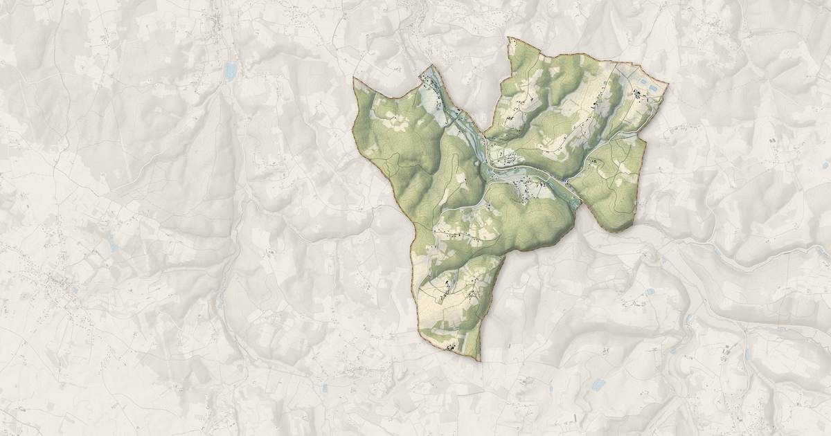 Portrait cartographique de Bayac : relief, eau, forêts, bâti et voies, calculés à partir des données de l'IGN