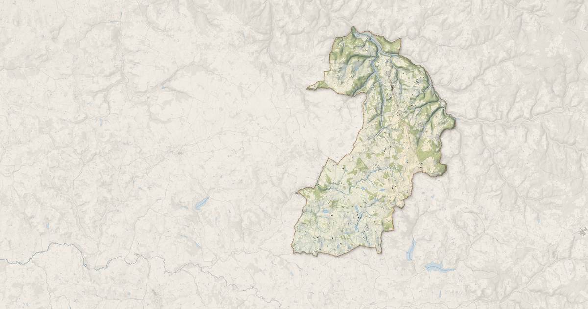 Portrait cartographique de Beaumontois en Périgord : relief, eau, forêts, bâti et voies, calculés à partir des données de l'IGN