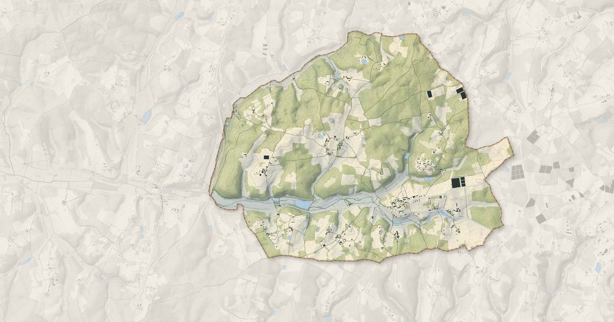 Portrait cartographique de Beauregard-et-Bassac : relief, eau, forêts, bâti et voies, calculés à partir des données de l'IGN