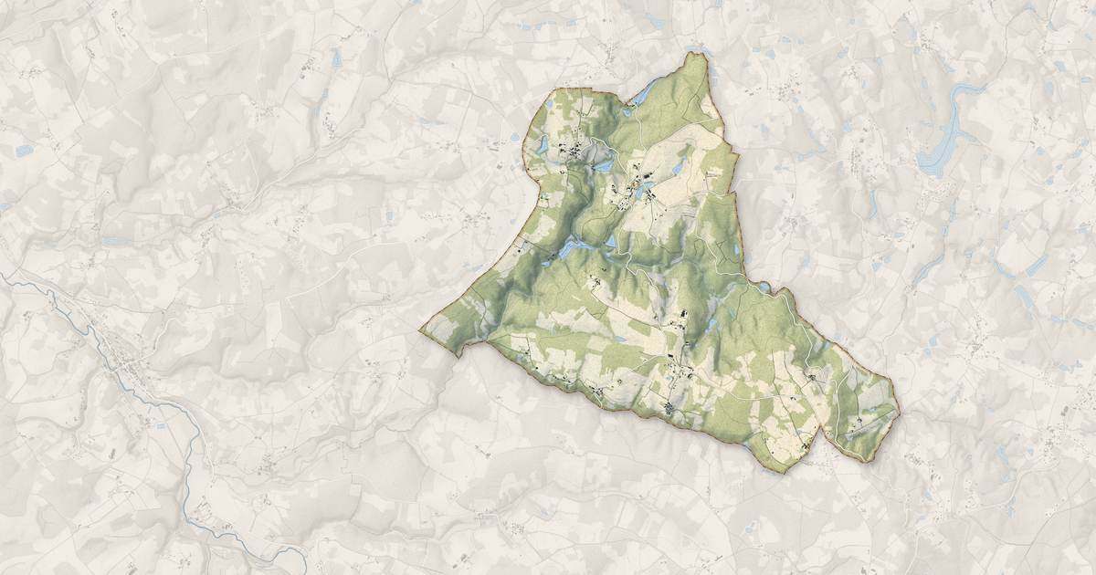 Portrait cartographique de Le Bourdeix : relief, eau, forêts, bâti et voies, calculés à partir des données de l'IGN