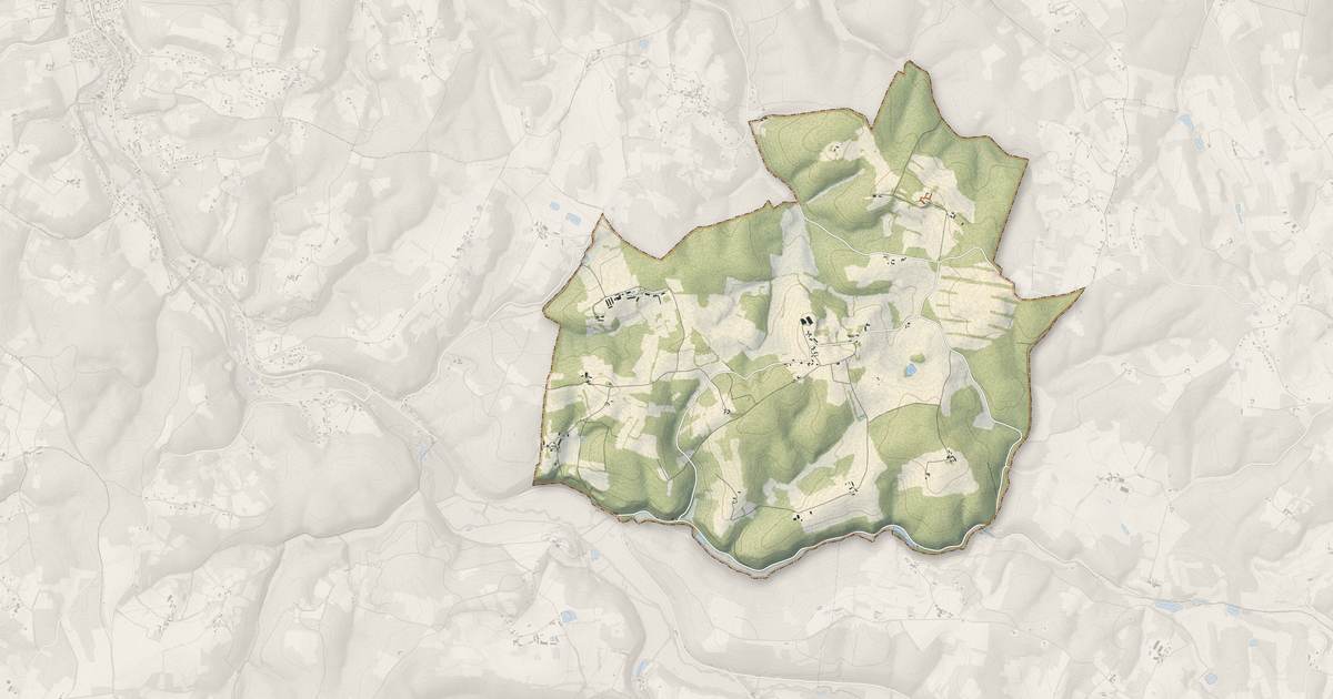 Portrait cartographique de Bourniquel : relief, eau, forêts, bâti et voies, calculés à partir des données de l'IGN