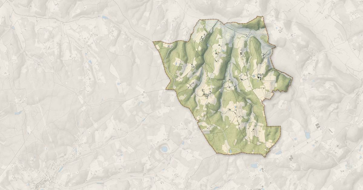 Portrait cartographique de Bourrou : relief, eau, forêts, bâti et voies, calculés à partir des données de l'IGN