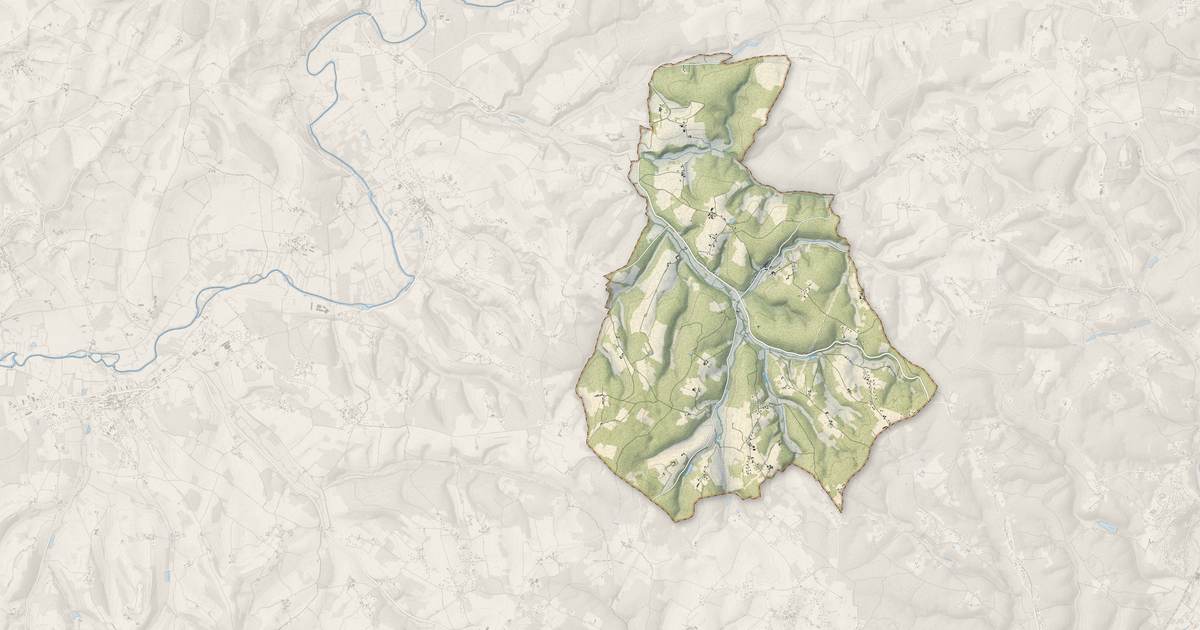 Portrait cartographique de Bussac : relief, eau, forêts, bâti et voies, calculés à partir des données de l'IGN