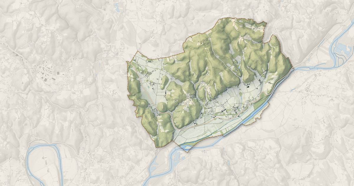 Portrait cartographique de Calviac-en-Périgord : relief, eau, forêts, bâti et voies, calculés à partir des données de l'IGN
