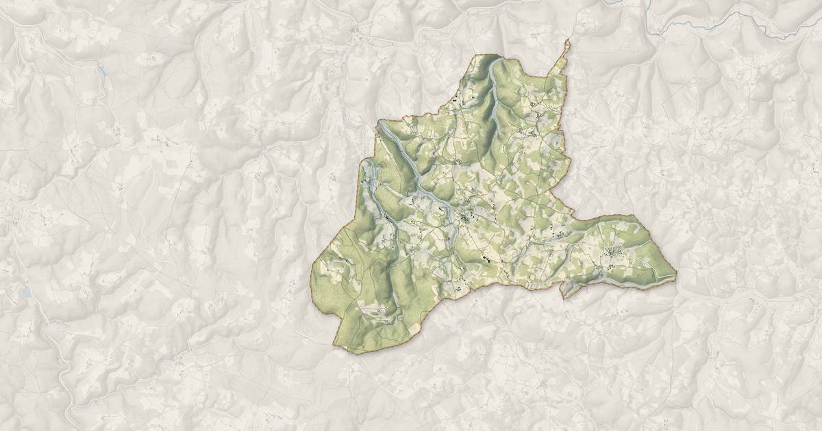 Portrait cartographique de Campagnac-lès-Quercy : relief, eau, forêts, bâti et voies, calculés à partir des données de l'IGN