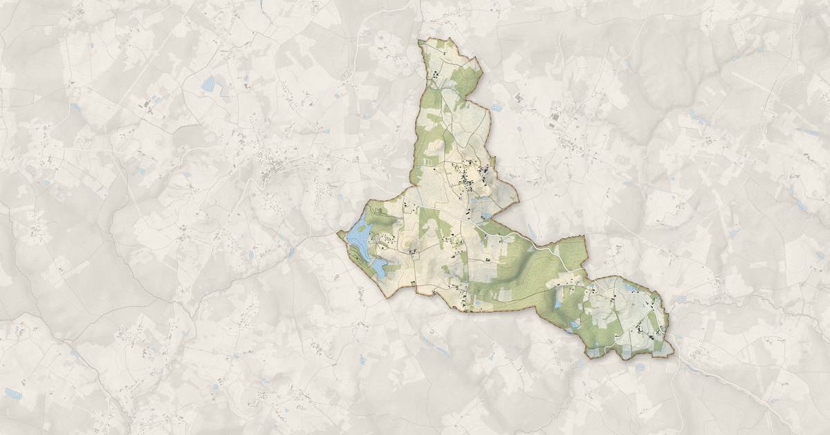Portrait cartographique de Carsac-de-Gurson : relief, eau, forêts, bâti et voies, calculés à partir des données de l'IGN
