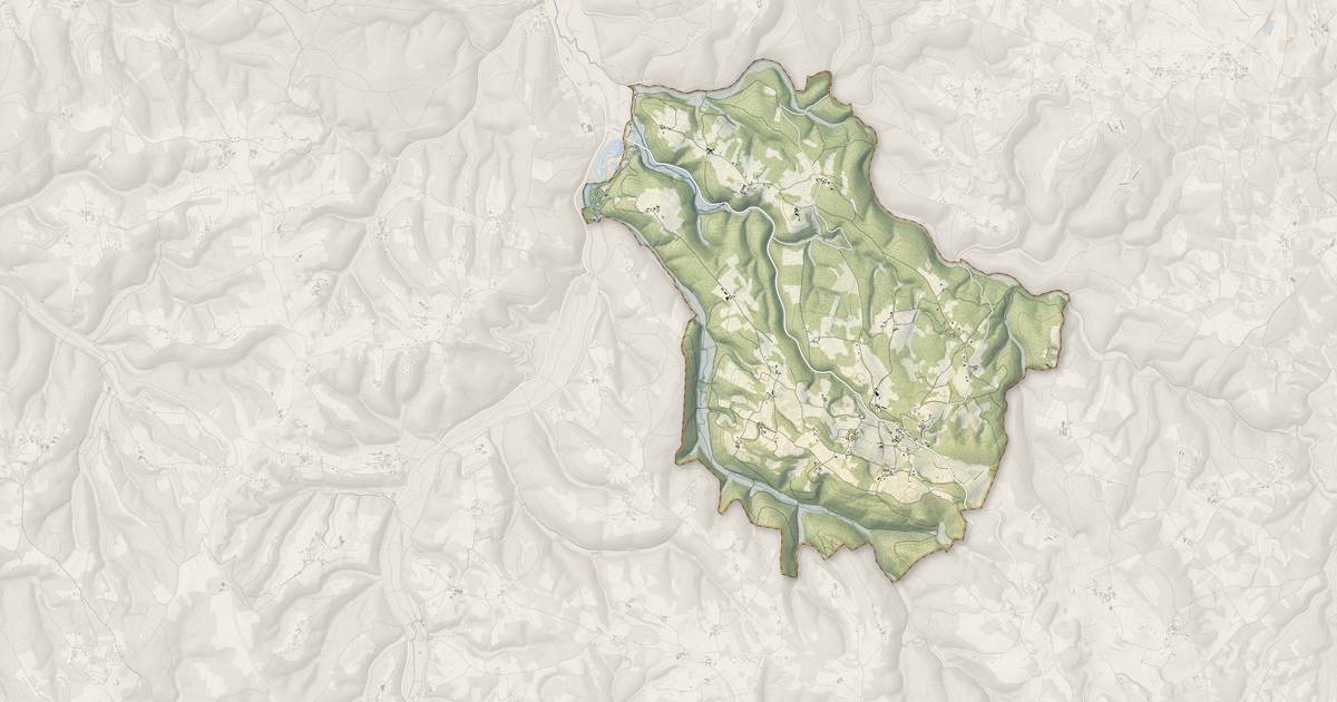 Portrait cartographique de La Cassagne : relief, eau, forêts, bâti et voies, calculés à partir des données de l'IGN