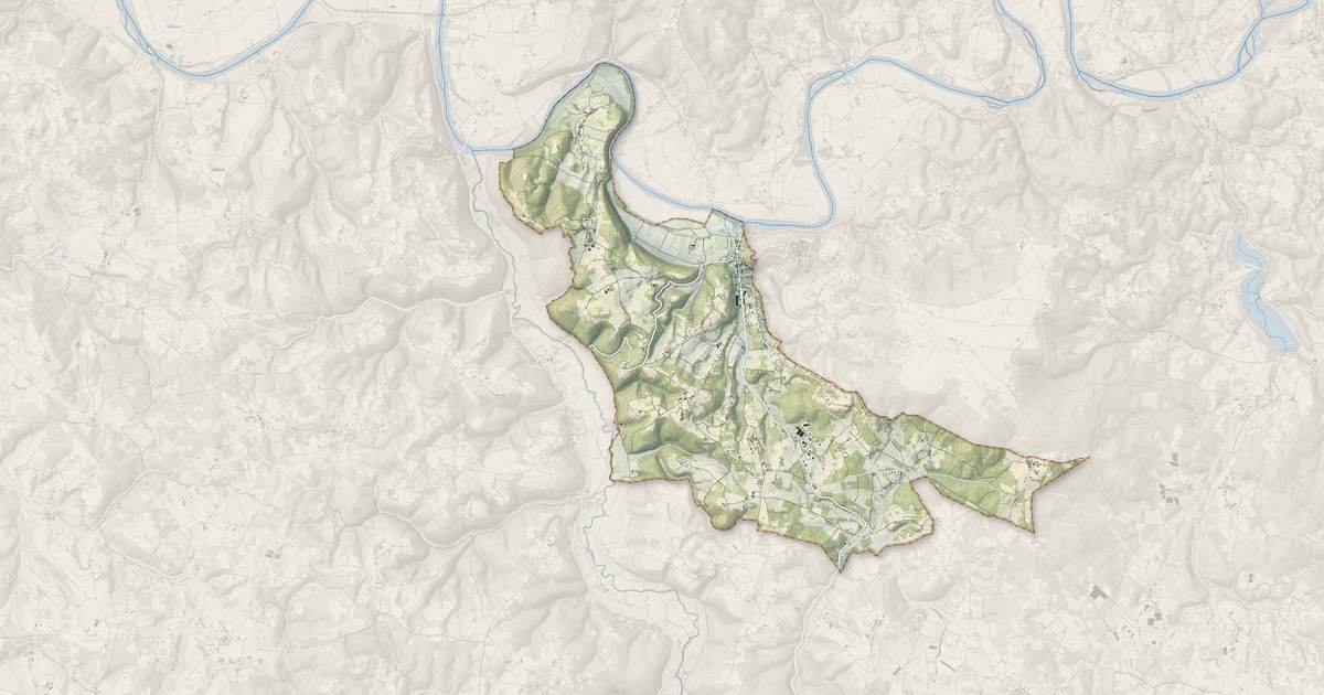 Portrait cartographique de Cénac-et-Saint-Julien : relief, eau, forêts, bâti et voies, calculés à partir des données de l'IGN