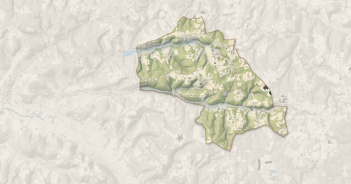 Portrait cartographique de Chalagnac : relief, eau, forêts, bâti et voies, calculés à partir des données de l'IGN